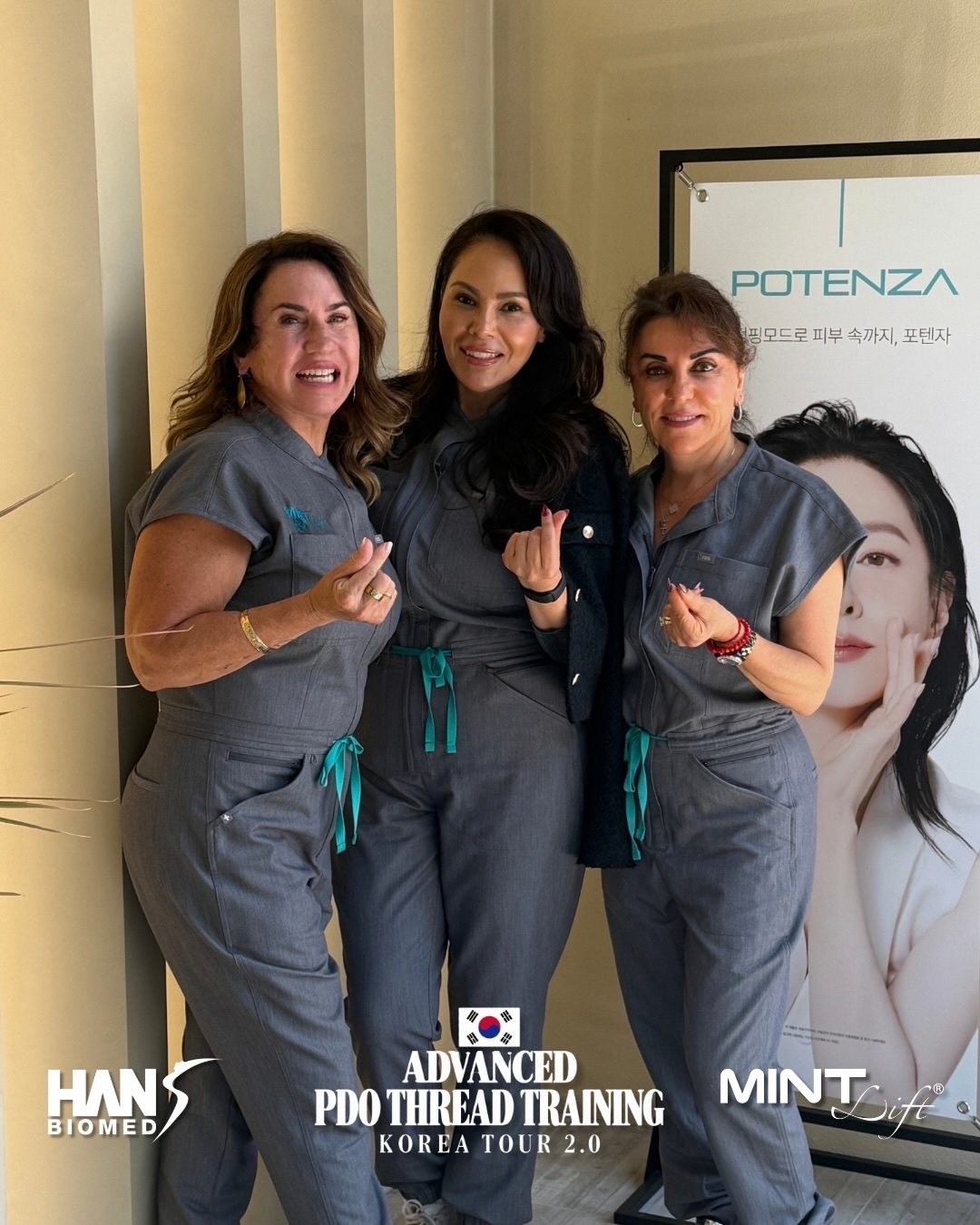 Naira with fellow providers at a clinic in Seoul during the MINT LIFT PDO thread training tour